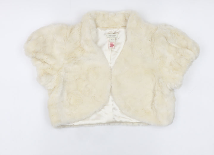 Monsoon Girls Ivory Faux Fur Cropped Bolero Jacket 10-12 Years Partywear