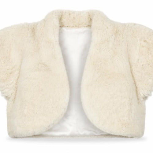 Monsoon Girls Ivory Faux Fur Cropped Bolero Jacket 10-12 Years Partywear