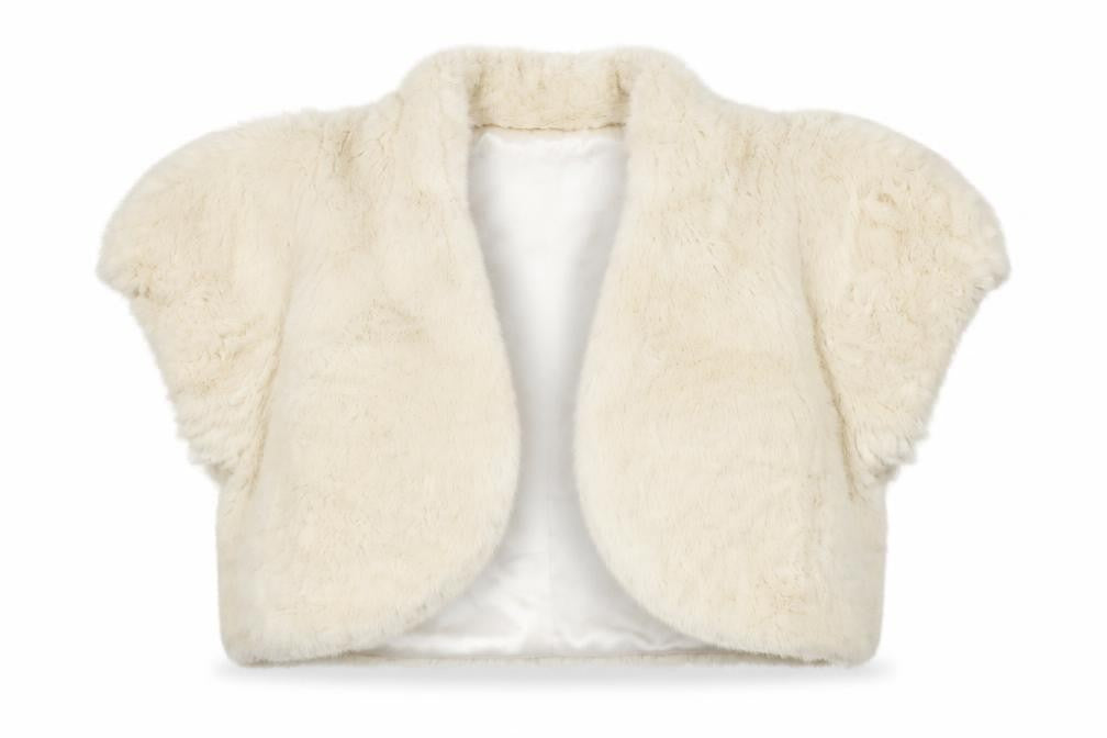 Monsoon Girls Ivory Faux Fur Cropped Bolero Jacket 10-12 Years Partywear
