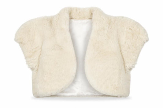 Monsoon Girls Ivory Faux Fur Cropped Bolero Jacket 10-12 Years Partywear