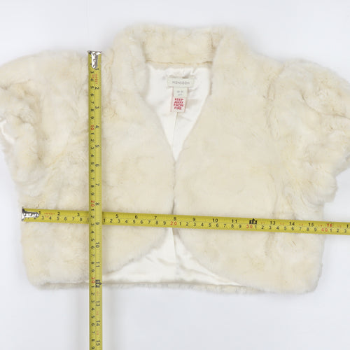 Monsoon Girls Ivory Faux Fur Cropped Bolero Jacket 10-12 Years Partywear
