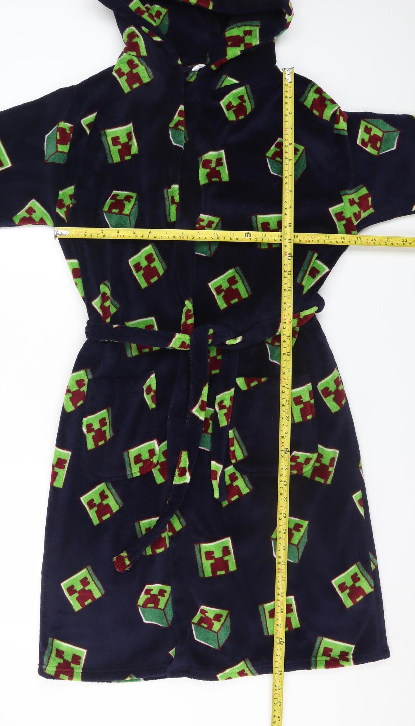 Marks and Spencer Boys Blue Minecraft Fleece Hooded Robe 13-14 Years
