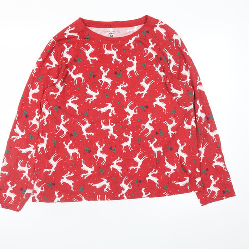 Primark Women Red Christmas Reindeer Long Sleeve Pyjama Top Size 12-14