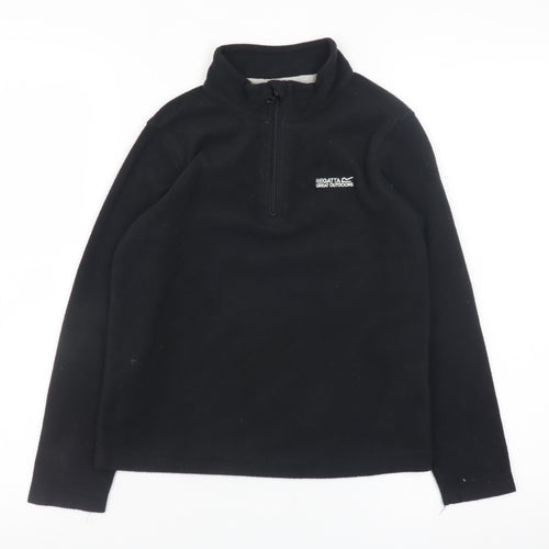Regatta Boys Black Fleece 1/4 Zip Outdoor Pullover Sweatshirt 9-10 Years
