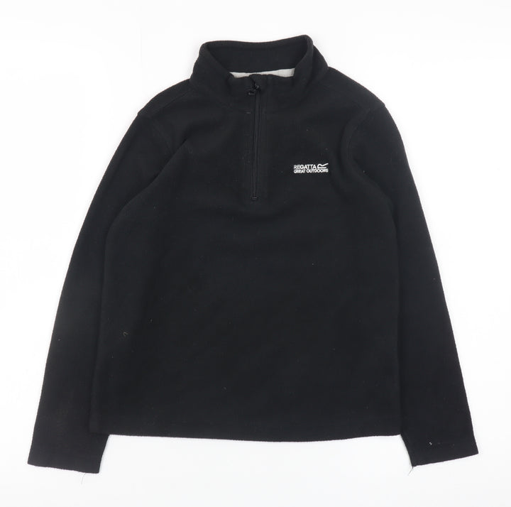 Regatta Boys Black Fleece 1/4 Zip Outdoor Pullover Sweatshirt 9-10 Years