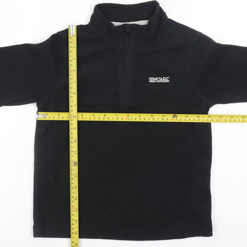 Regatta Boys Black Fleece 1/4 Zip Outdoor Pullover Sweatshirt 9-10 Years
