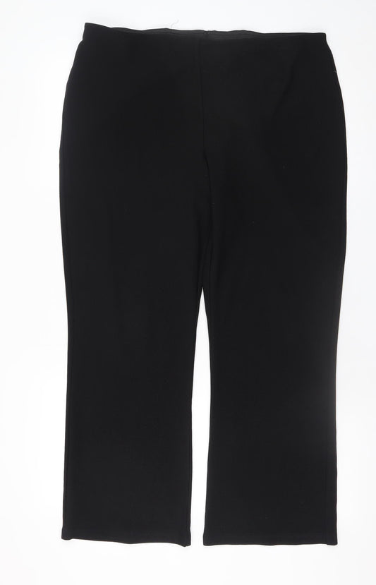 Bonmarché Women’s Black Stretch Straight Leg Pull On Trousers Size 16