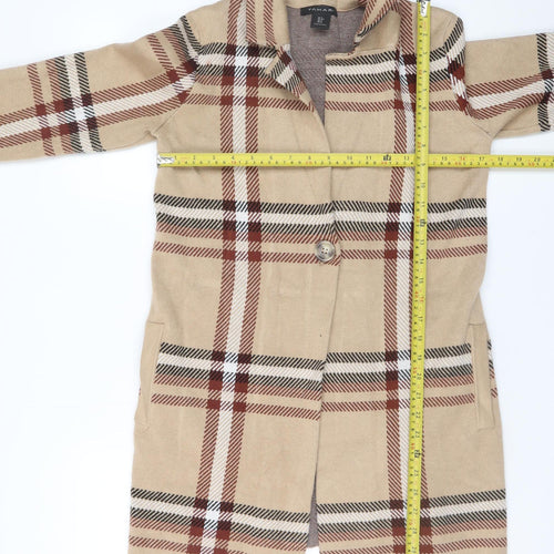 Tahari Women's Beige Check Knit Coatigan Size S Classic Work Style