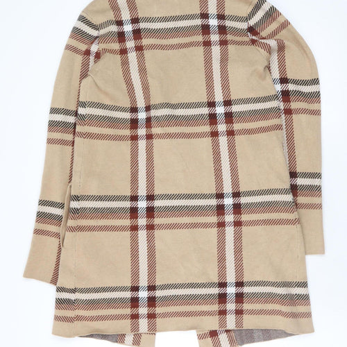 Tahari Women's Beige Check Knit Coatigan Size S Classic Work Style