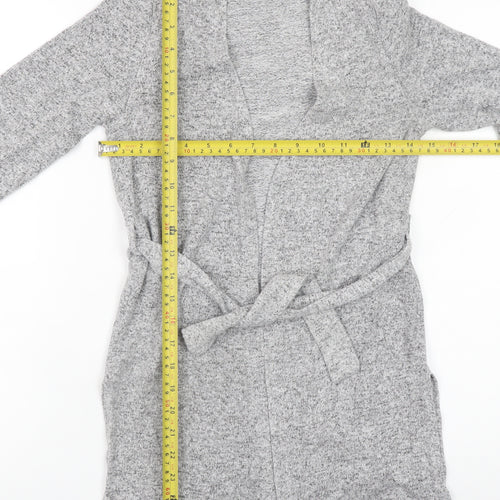 Lipsy Teens Grey Belted Knit Cardigan Size 10 Long Sleeve V-Neck