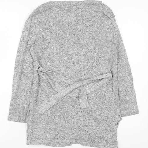 Lipsy Teens Grey Belted Knit Cardigan Size 10 Long Sleeve V-Neck