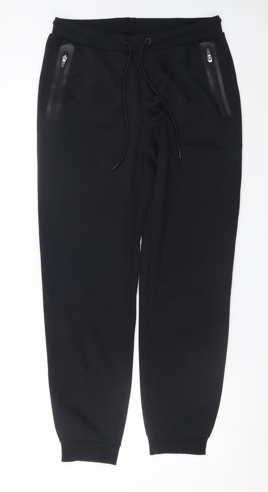 Crivit Men's Black Jogger Trousers L 36in Regular Fit Fleece Pants