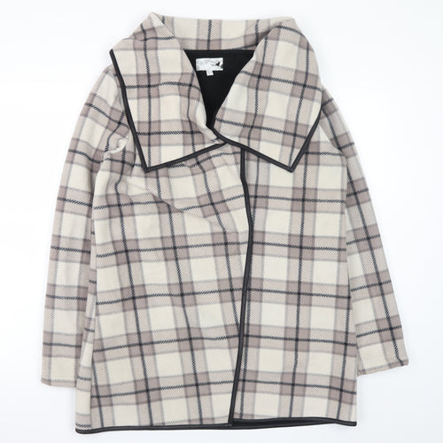 Effeti Modo Women Beige Check Mid-Length Overcoat Size L