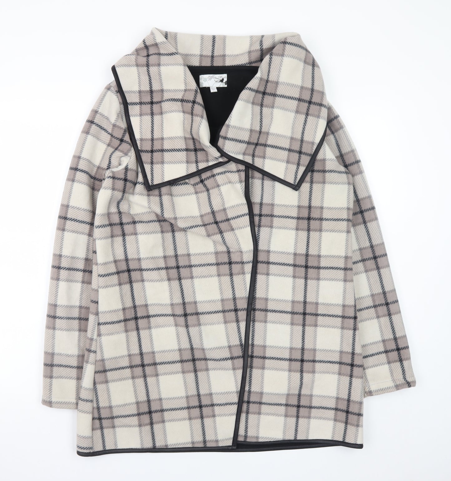Effeti Modo Women Beige Check Mid-Length Overcoat Size L