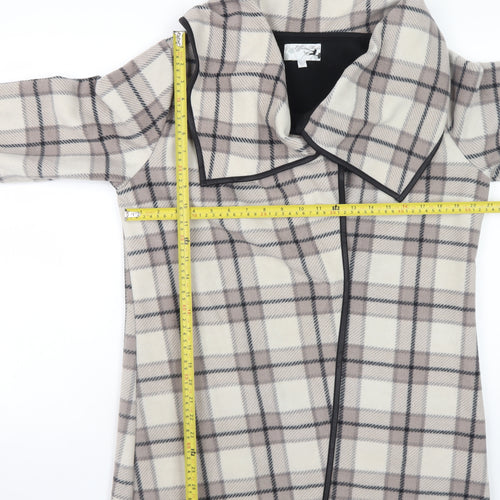 Effeti Modo Women Beige Check Mid-Length Overcoat Size L