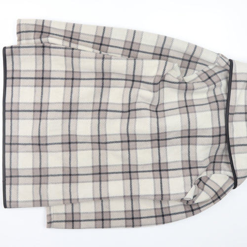 Effeti Modo Women Beige Check Mid-Length Overcoat Size L