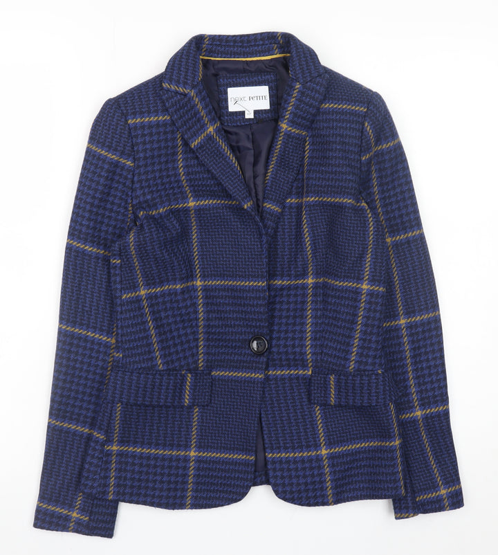 Next Petite Women's Blue Check Blazer Jacket Size 6