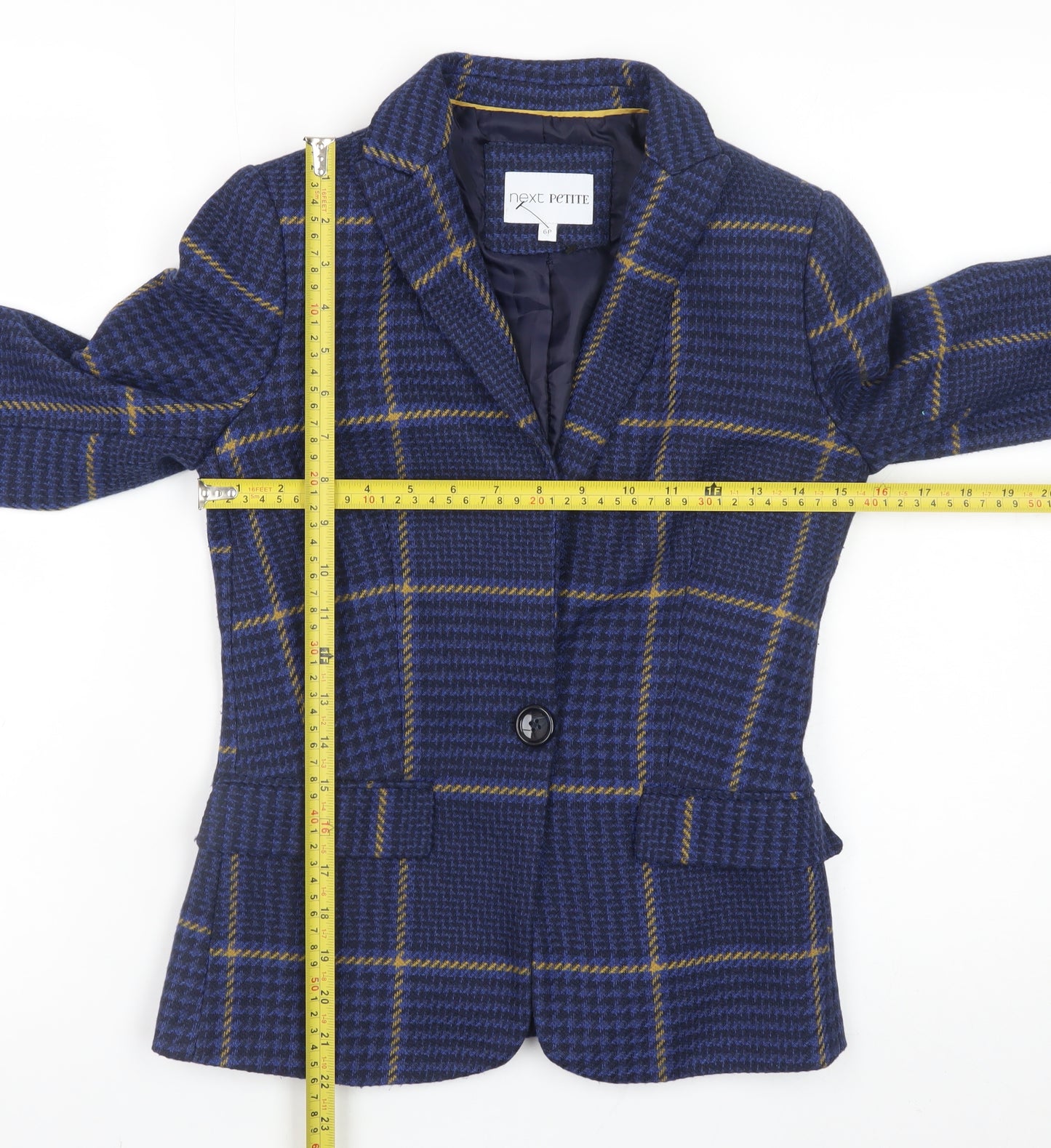 Next Petite Women's Blue Check Blazer Jacket Size 6