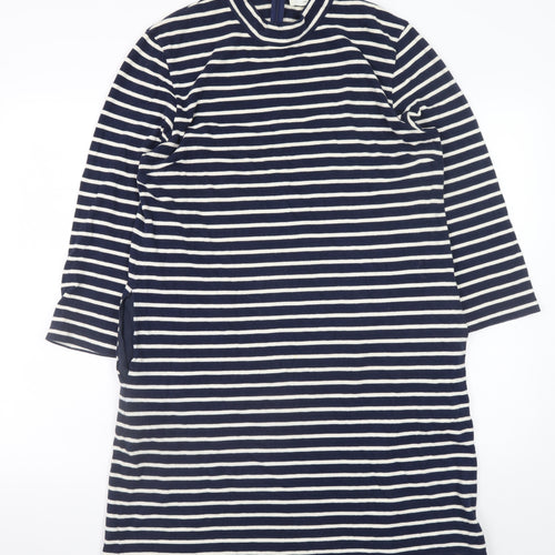 Wood Wood Women’s Blue White Striped T-Shirt Dress L Cotton