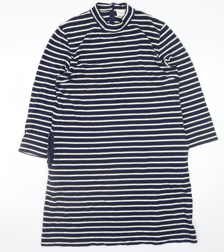 Wood Wood Women’s Blue White Striped T-Shirt Dress L Cotton