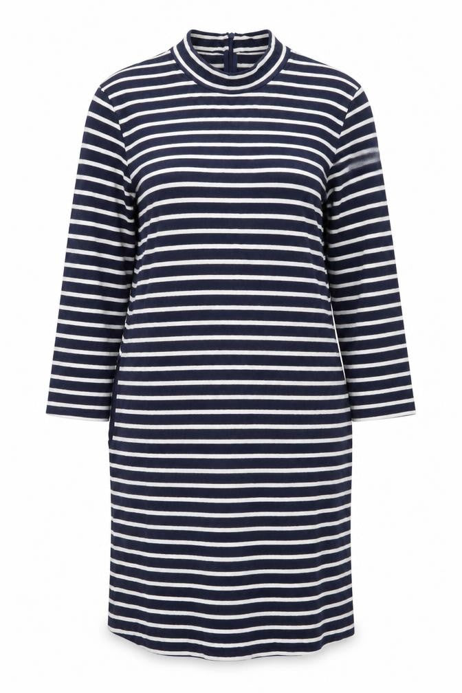Wood Wood Women’s Blue White Striped T-Shirt Dress L Cotton