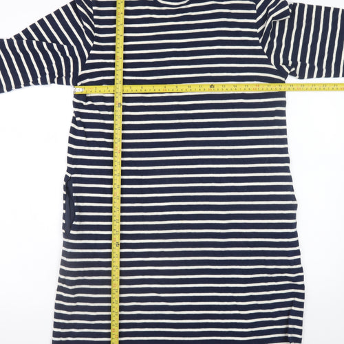 Wood Wood Women’s Blue White Striped T-Shirt Dress L Cotton