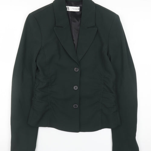 Zara Women Green Wool Blend Blazer XS Slim Fit Classic Style