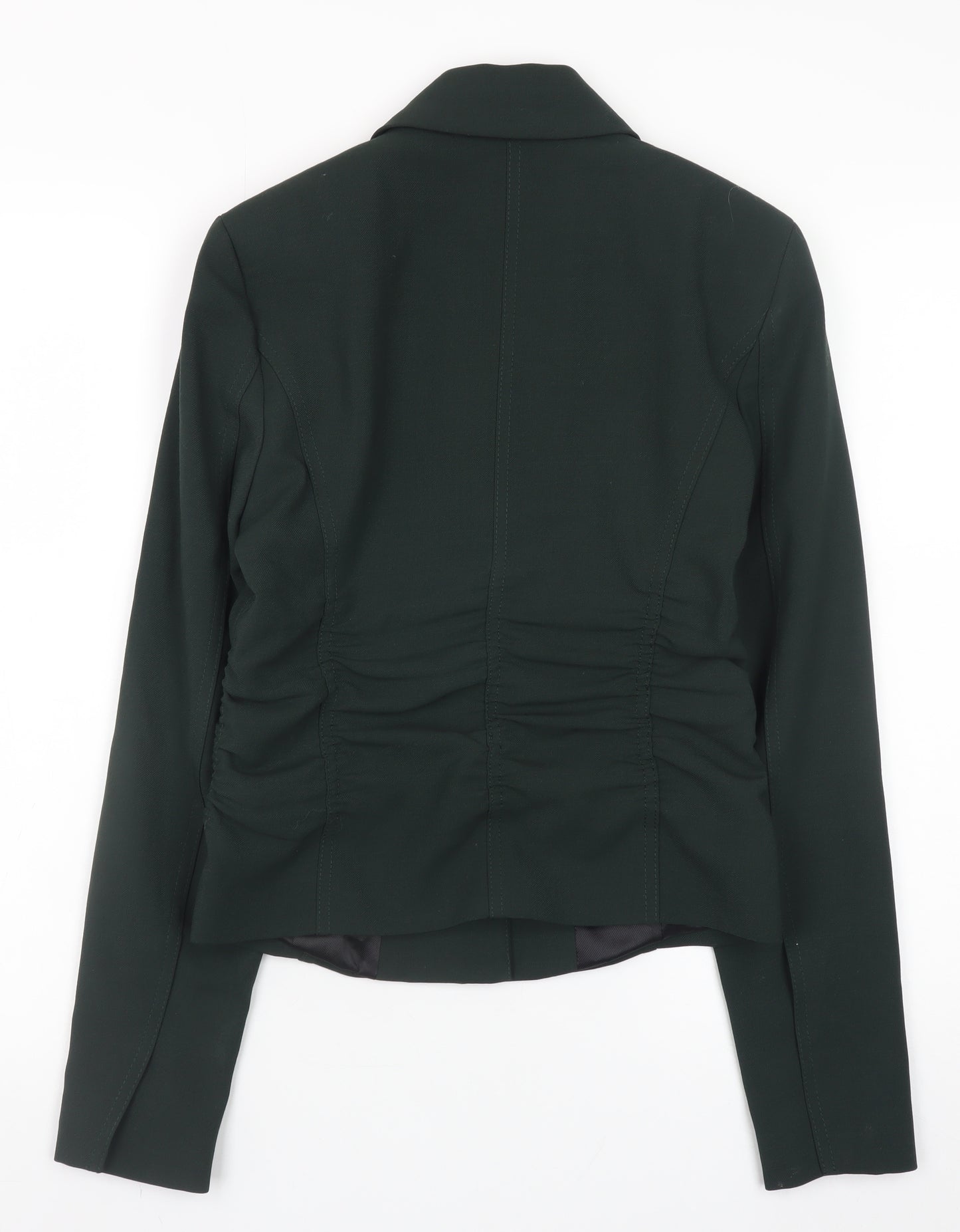 Zara Women Green Wool Blend Blazer XS Slim Fit Classic Style