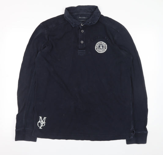 Marc O'Polo Men's Blue Long Sleeve Polo Shirt L Cotton Logo Casual