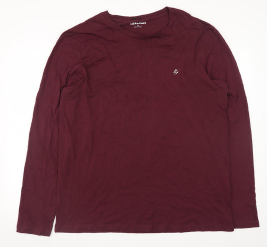 Jack & Jones Men’s Burgundy Long Sleeve Crew Neck T-Shirt XXL