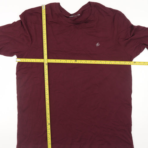 Jack & Jones Men’s Burgundy Long Sleeve Crew Neck T-Shirt XXL
