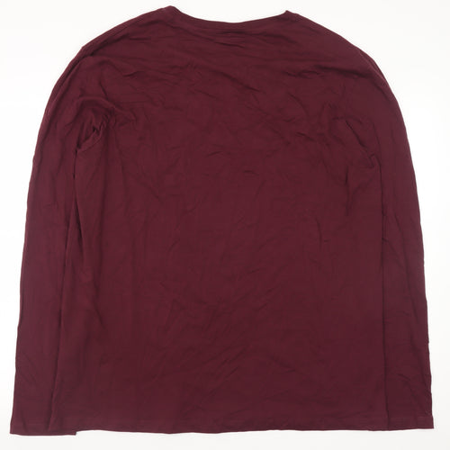 Jack & Jones Men’s Burgundy Long Sleeve Crew Neck T-Shirt XXL