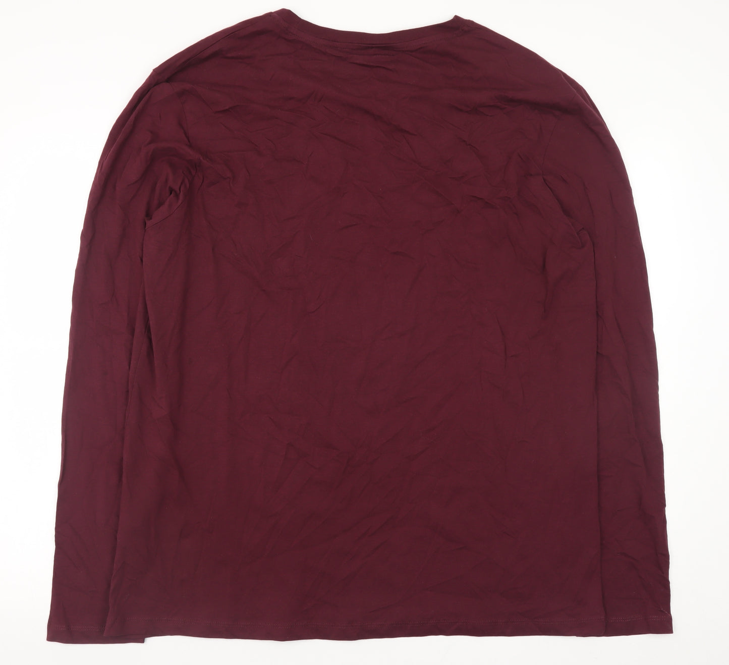Jack & Jones Men’s Burgundy Long Sleeve Crew Neck T-Shirt XXL