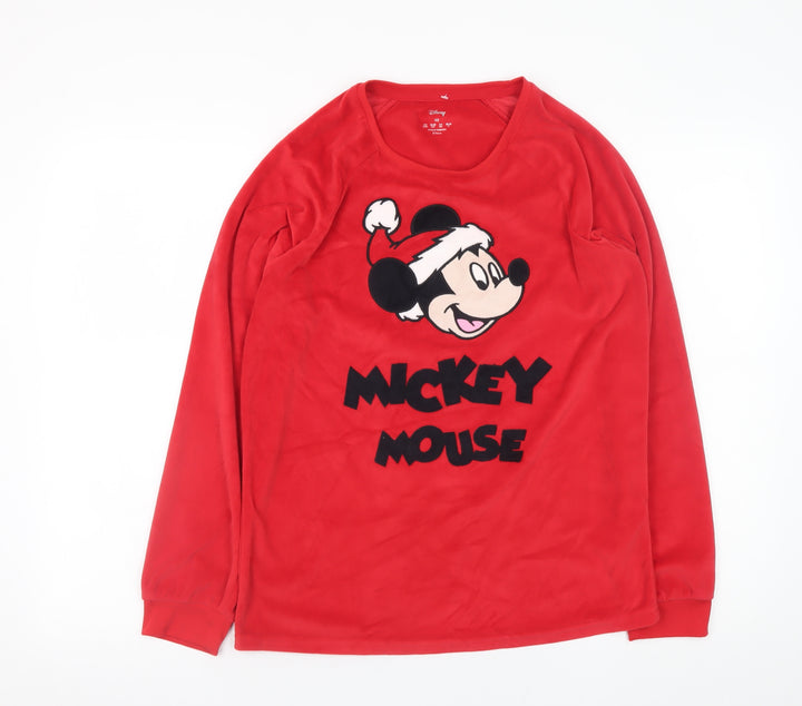 Disney Women's Red Mickey Mouse Christmas Velour Nightshirt XS