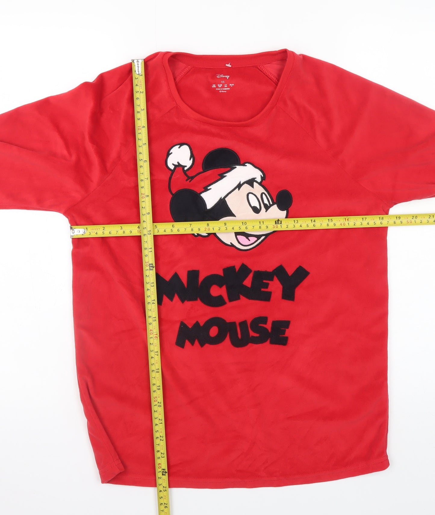 Disney Women's Red Mickey Mouse Christmas Velour Nightshirt XS