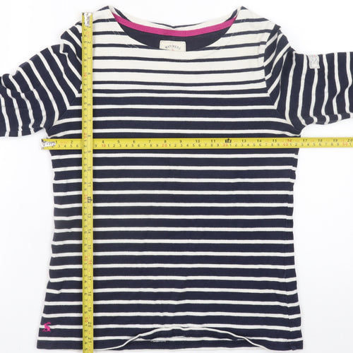 Joules Women’s Blue Striped 3/4 Sleeve Boat Neck Cotton Top UK 8