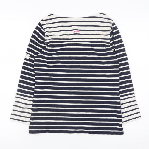 Joules Women’s Blue Striped 3/4 Sleeve Boat Neck Cotton Top UK 8