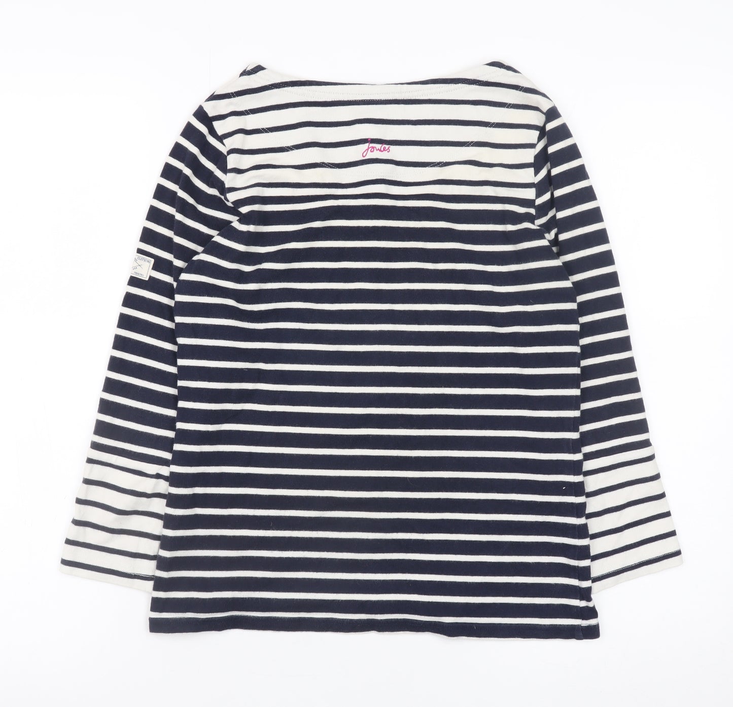 Joules Women’s Blue Striped 3/4 Sleeve Boat Neck Cotton Top UK 8