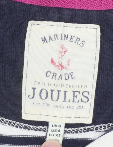 Joules Women’s Blue Striped 3/4 Sleeve Boat Neck Cotton Top UK 8