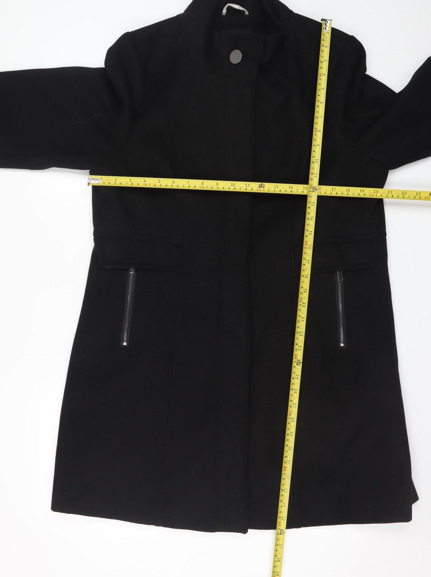 Finesse Women's Black Size 16 Mid-Length Overcoat