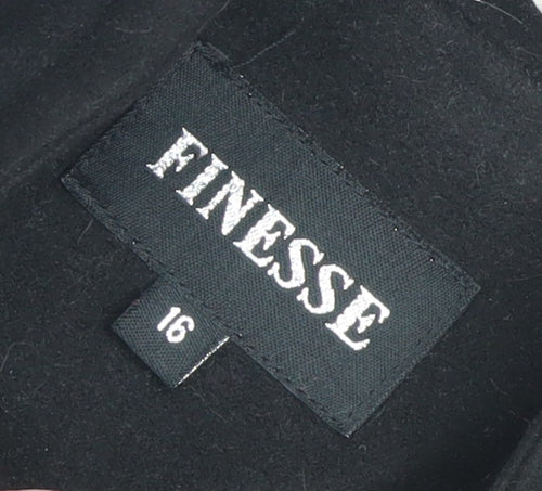 Finesse Women's Black Size 16 Mid-Length Overcoat