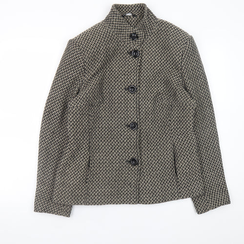 BHS Women's Brown Wool Blend Tweed Button Jacket Size 16