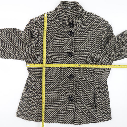 BHS Women's Brown Wool Blend Tweed Button Jacket Size 16