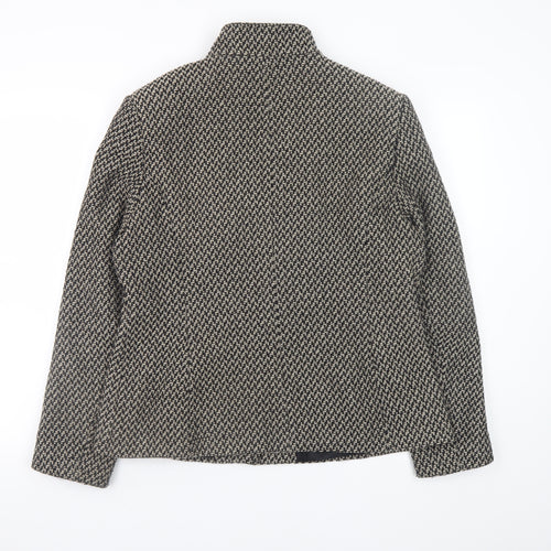 BHS Women's Brown Wool Blend Tweed Button Jacket Size 16
