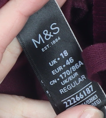 Marks and Spencer Women’s Purple Velvet Lounge Pants Size 18 Regular