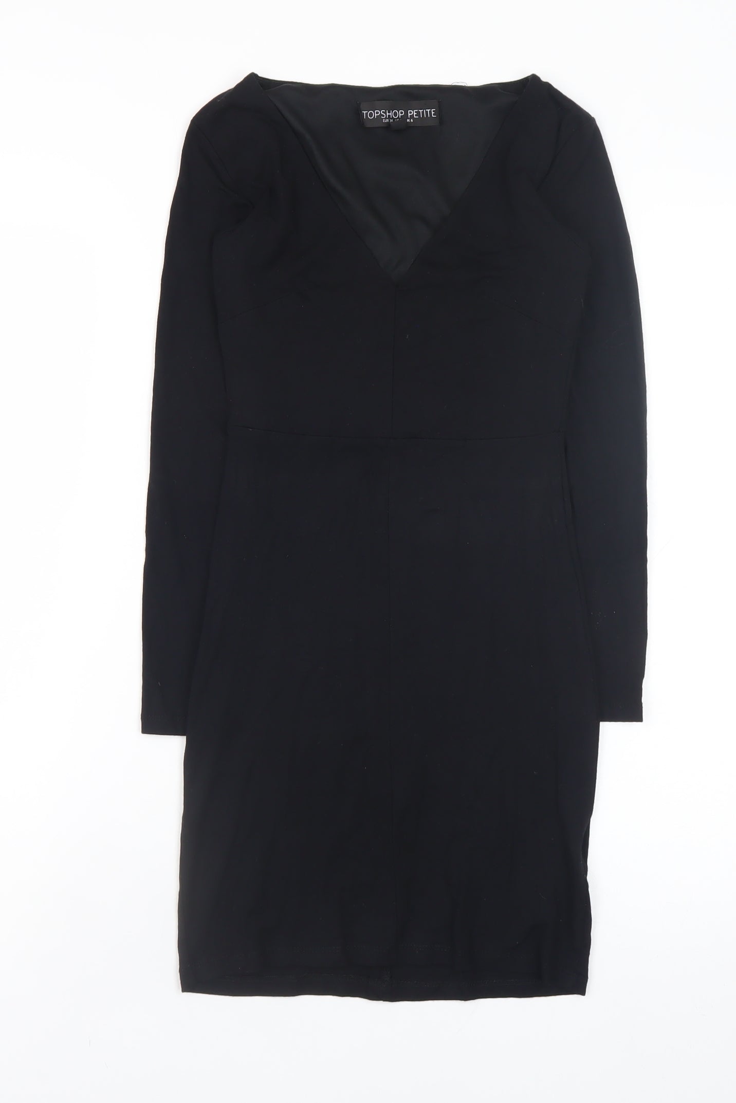 Topshop Petite Women’s Black Bodycon Dress Viscose Blend UK 6