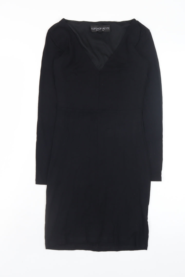 Topshop Petite Women’s Black Bodycon Dress Viscose Blend UK 6