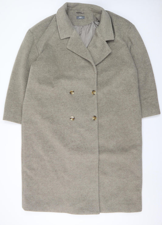 Max Women Beige Wool Blend Long Overcoat 2XL
