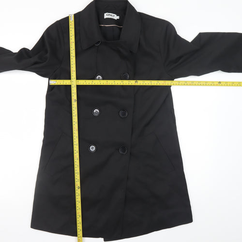 ONLY Women's Black XS Pea Coat Mid-Length Double Breasted Jacket