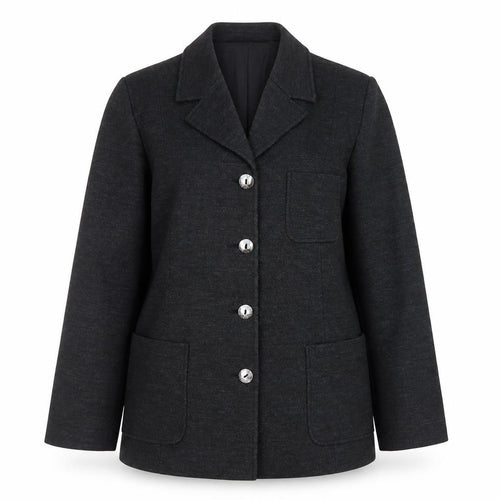 Wallis Women Black Wool Blend Blazer Jacket Size 12 Classic Mid-Length